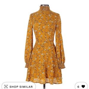 Pretty Little Thing Floral Daisy Mustard Smocked Dress